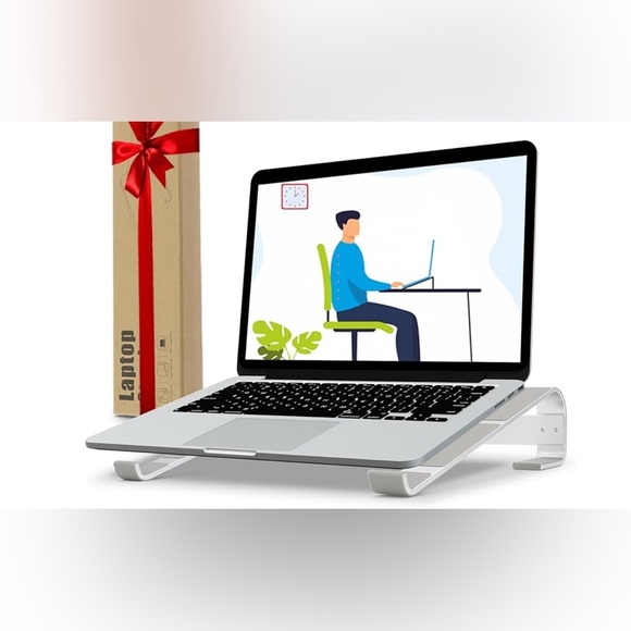 Laptop Stand Riser Silver Metal Ergonomic 11-17”  Vented Universal Compatible - Picture 1 of 3